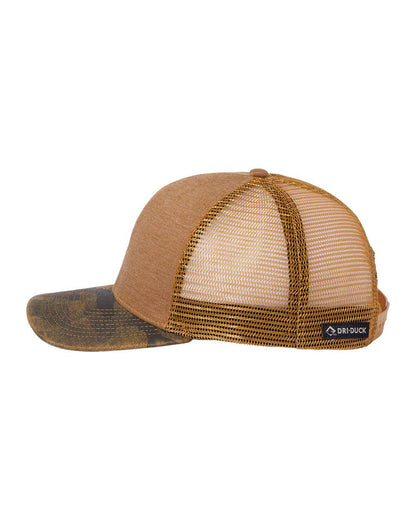 DRI DUCK Pique Trucker Cap 3358 #color_Saddle/ Camo