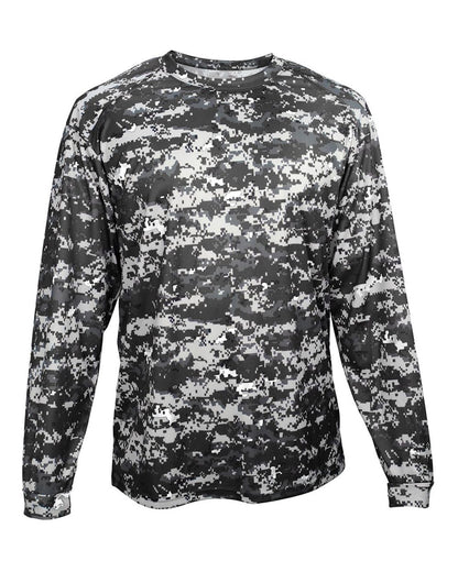 Badger Youth Digital Camo Long Sleeve T-Shirt 2184 #color_Black Digital