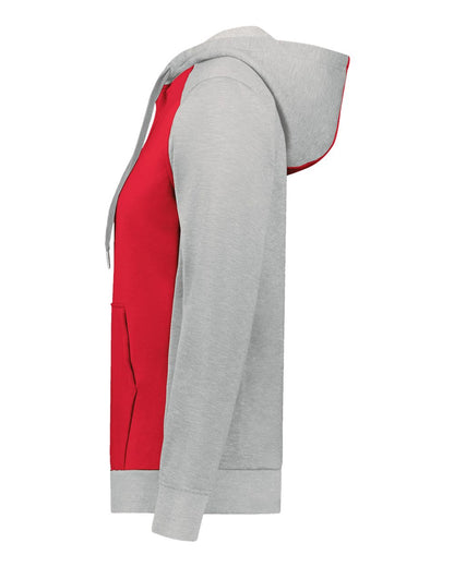 Augusta Sportswear Women's Eco Revive™ Three-Season Triblend Fleece Hooded Sweatshirt 6867 #color_Scarlet/ Grey Heather