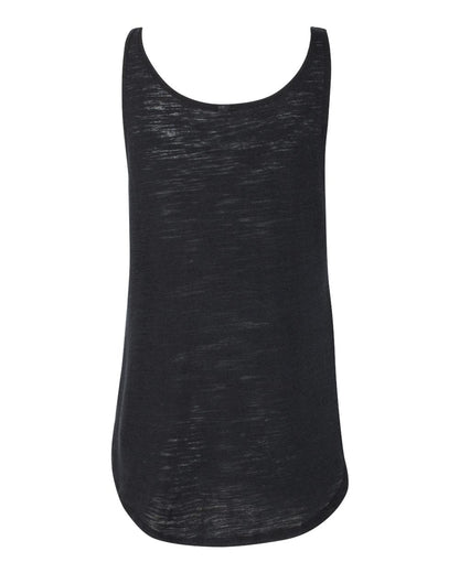 BELLA + CANVAS Women's Flowy Tank with Side Slit 8802 #color_Solid Black Slub