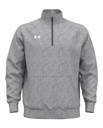 Under Armour Men's Rival Fleece Quarter-Zip Pullover 1386016 #color_CS Grey Light Heather/ White