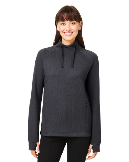North End Women's Rhythm Waffle Cross-Neck Pullover NE200W #colormdl_Carbon