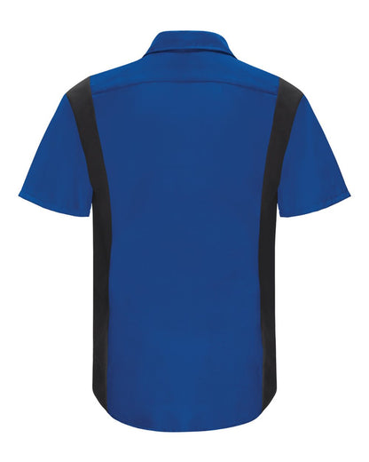 Red Kap Men's Tall Performance Plus Short Sleeve Shirt with Oilblok Technology SY42T #color_Royal Blue/ Black