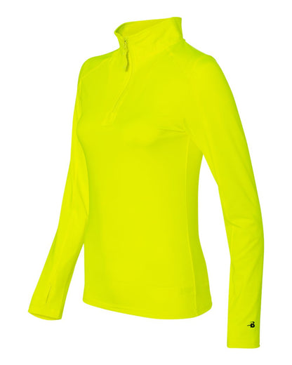 Badger Women’s Lightweight Quarter-Zip Pullover 4286 #color_Safety Yellow