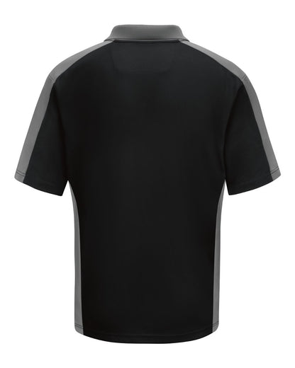 Red Kap Men's Performance Knit Two Tone Polo SK54 #color_Black/ Charcoal