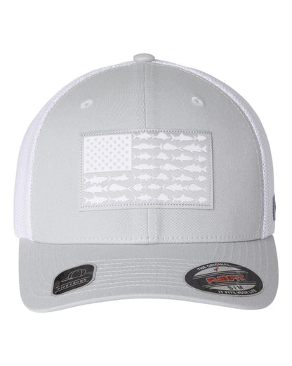 Columbia PFG Fish Flag Mesh™ Flexfit® Cap 183681 #color_Cool Grey/ White