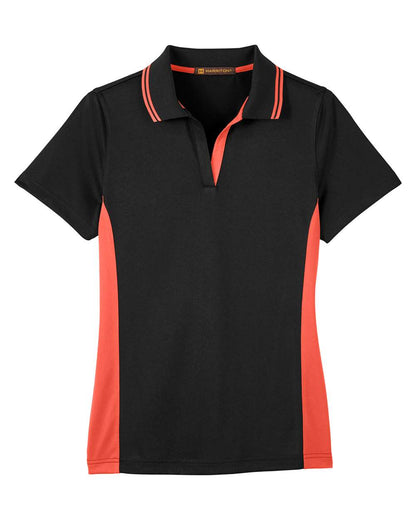 Harriton Women's Flash Snag Protection Plus IL Colorblock Polo M386W #color_Black/ Team Orange