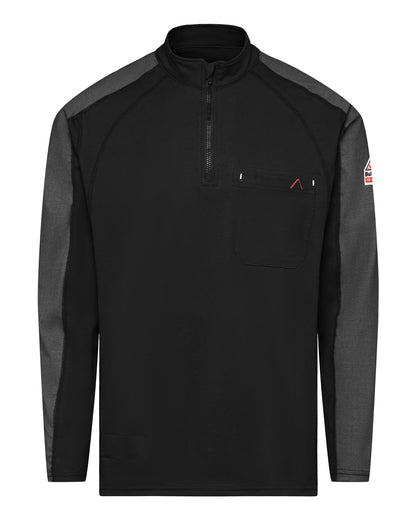 Bulwark Men's Flex Knit Quarter-Zip Pullover STZ2 #color_Black