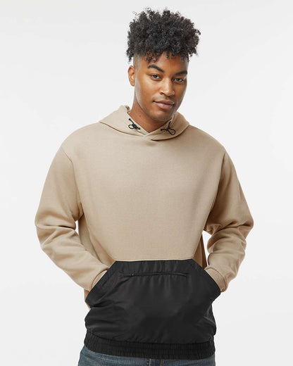 MV Sport Unisex Mixed Media Hooded Sweatshirt 23112 #colormdl_Atmosphere/ Black