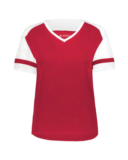 Augusta Sportswear Women's Triblend Fanatic 2.0 V-Neck T-Shirt 2914 #color_Scarlet/ White