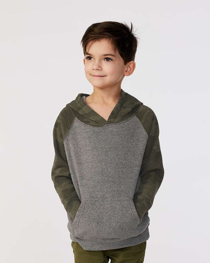 Independent Trading Co. Toddler Special Blend Hooded Raglan Sweatshirt PRM10TSB #colormdl_Nickel Heather/ Forest Camo