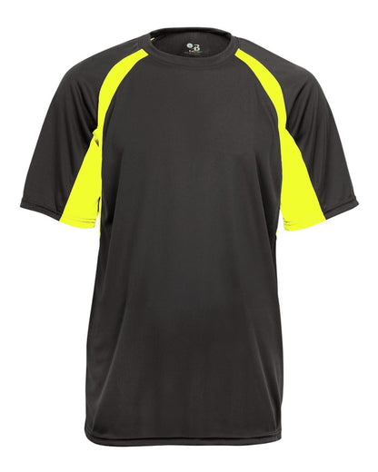 Badger Men's B-Core Hook T-Shirt 4144 #color_Graphite/ Safety Yellow