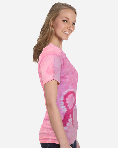 Colortone Unisex Shapes Tie-Dyed T-Shirt 1150 #colormdl_Pink Ribbon