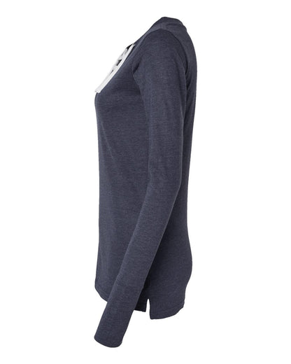 LAT Women's Fine Jersey Lace-Up Long Sleeve T-Shirt 3538 #color_Vintage Navy/ White