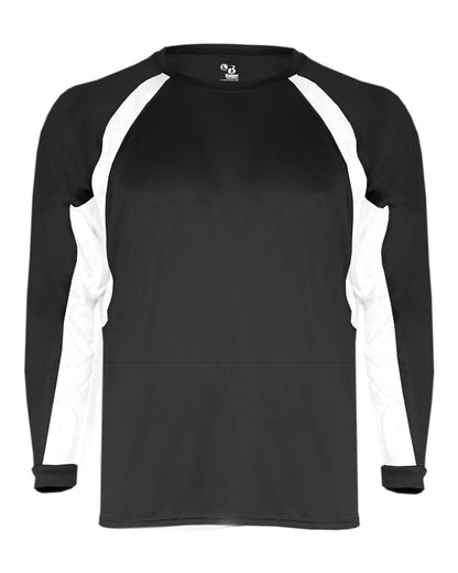 Badger Youth B-Core Hook Long Sleeve T-Shirt 2154 #color_Black/ White