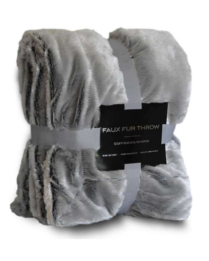 Alpine Fleece Faux Fur Throw 8730 #color_Grey