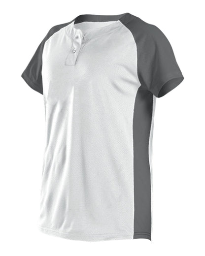 Alleson Athletic Girls' Two Button Fastpitch Jersey 522PDWG #color_White/ Charcoal