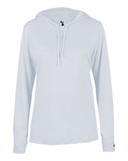 Badger Women's B-Core Long Sleeve Hooded T-Shirt 4165 #color_Silver