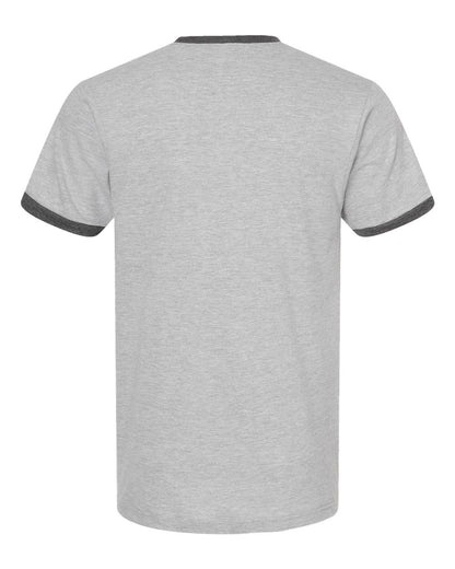 Tultex Fine Jersey Ringer T-Shirt 246 #color_Heather Grey/ Heather Charcoal