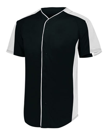 Augusta Sportswear Youth Full Button Baseball Jersey 1656 #color_Black/ White