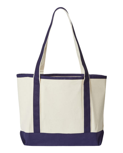 OAD Promotional Heavyweight Medium Beach Tote OAD102 #color_Natural/ Navy