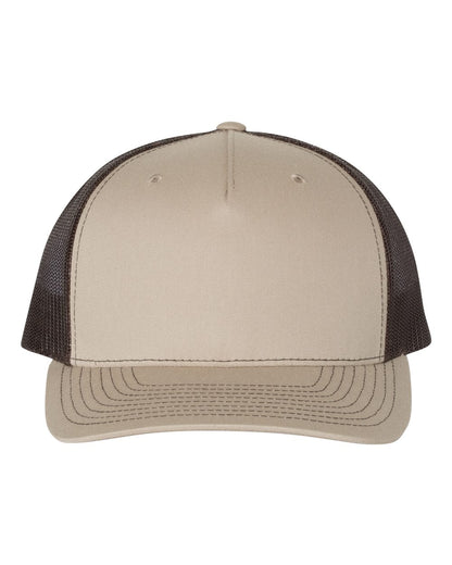 Richardson Five-Panel Trucker Cap 112FP #color_Khaki/ Coffee