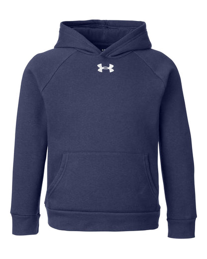 Under Armour Youth Rival Fleece Hooded Sweatshirt 1379792 #color_Midnight Navy/ White
