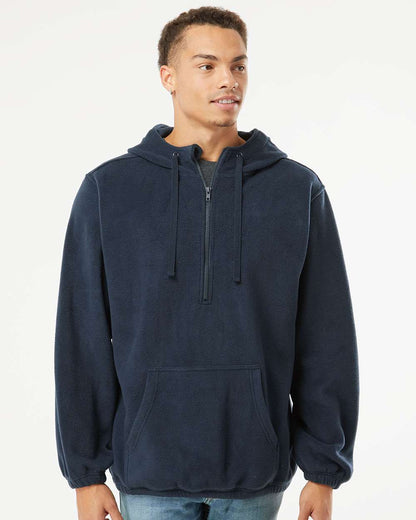 Burnside Polar Fleece Quarter-Zip Hooded Pullover 3600 #colormdl_Navy