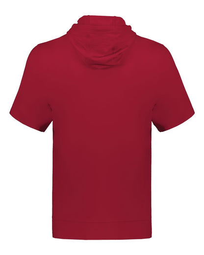 Holloway Youth Eco Revive™ Ventura Soft Knit Short Sleeve Hooded Sweatshirt 222605 #color_Scarlet