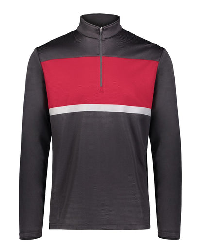 Holloway Men's Dry-Excel™ Prism Bold Quarter-Zip Pullover 222591 #color_Black/ Scarlet