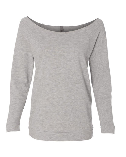 Next Level Women's Terry Raw Edge Three-Quarter Sleeve Raglan 6951 #color_Heather Grey