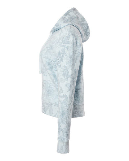MV Sport Women's Maddie Floral Print Hooded Sweatshirt W24105 #color_Arctic Blue