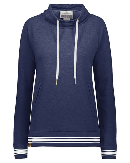 Holloway Women's All-American Fleece Funnel Neck Sweatshirt 229763 #color_Navy Heather/ White