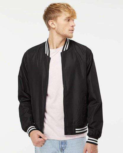 Independent Trading Co. Lightweight Bomber Jacket EXP52BMR #colormdl_Black/ White Stripe