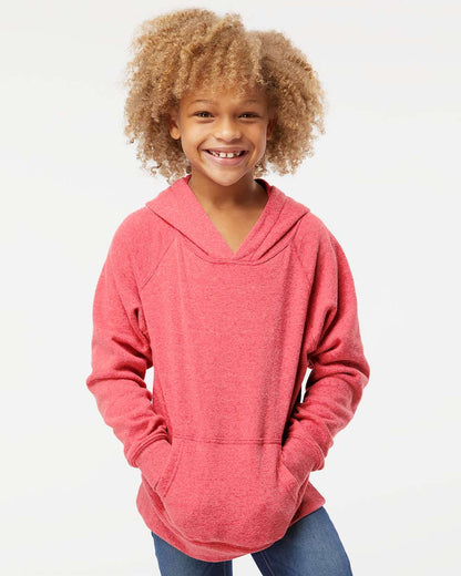 Independent Trading Co. Youth Lightweight Special Blend Raglan Hooded Sweatshirt PRM15YSB #colormdl_Pomegranate