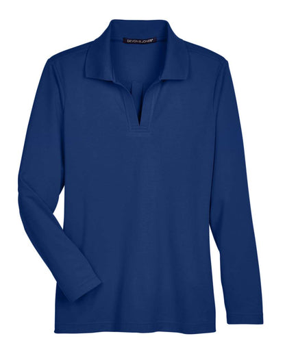 Devon & Jones Women's CrownLux Performance® Plaited Long Sleeve Polo DG20LW #color_True Royal
