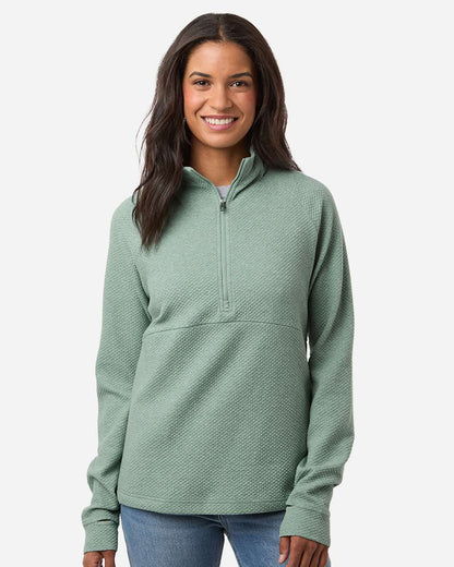 North End Women's Spirit Textured Quarter-Zip Pullover NE725W #colormdl_Sage Green Heather