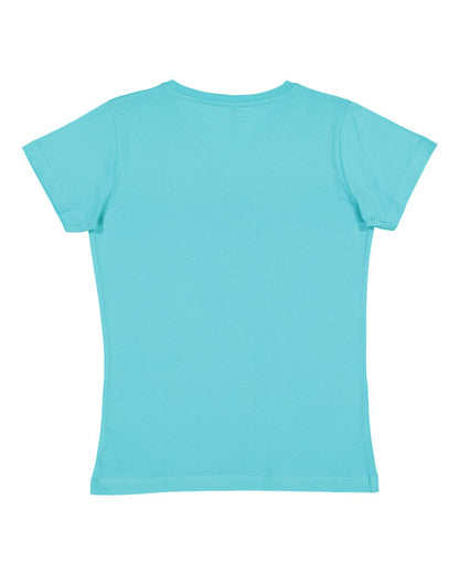 LAT Women's Fine Jersey V-Neck Tee 3507 #color_Caribbean
