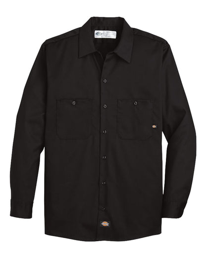Dickies Men's Tall Industrial Cotton Long Sleeve Work Shirt L307T #color_Black