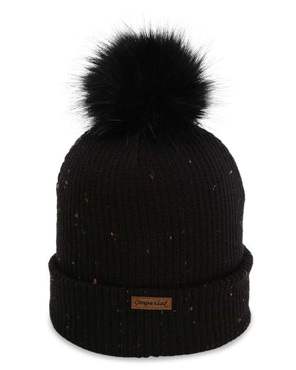 Imperial The Montage Pom Cuffed Beanie 6014 #color_Black