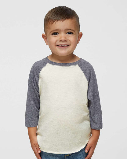 Rabbit Skins Toddler Baseball Fine Jersey Three-Quarter Sleeve Tee 3330 #colormdl_Natural Heather/ Granite Heather
