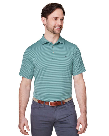 vineyard vines Men's Bradley Stripe Sankaty Polo G012426 #colormdl_Sea Clay Green