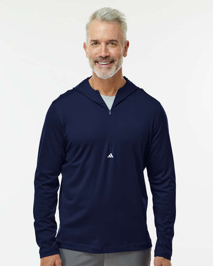 Adidas Men's Lightweight Quarter-Zip Hooded Pullover A596 #colormdl_Collegiate Navy