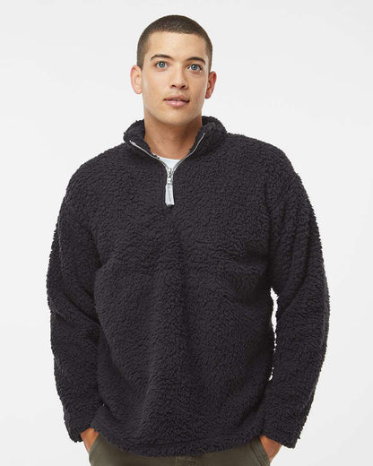 J. America Men's Sherpa Quarter-Zip Pullover 8454 #colormdl_Black