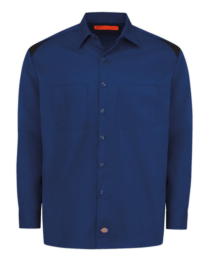 Dickies Men's Tall Long Sleeve Performance Team Shirt 6605T #color_Cobalt Blue/ Black