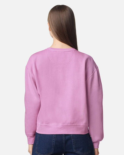 Comfort Colors Women's Garment-Dyed Mid-Length Crewneck Sweatshirt 1566L #colormdl_Rose Quartz