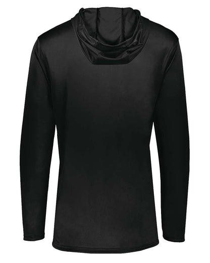 Holloway Youth Momentum Hooded Long Sleeve T-Shirt 222831 #color_Black