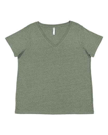 LAT Women's Curvy Collection Fine Jersey V-Neck Tee 3817 #color_Bamboo Blackout
