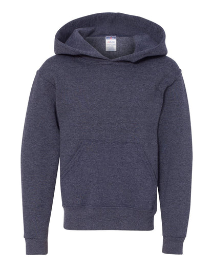 JERZEES Youth NuBlend® Hooded Sweatshirt 996YR #color_Vintage Heather Navy