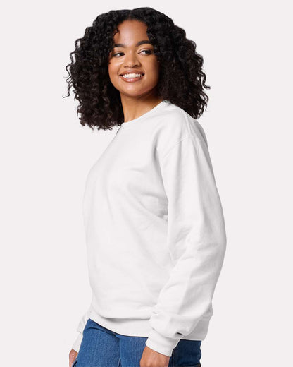 JERZEES Unisex Ultimate CVC Crewneck Sweatshirt IC48MR #colormdl_White